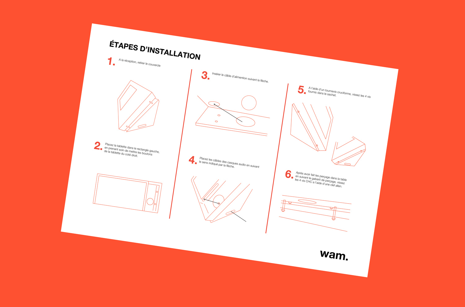 I designed installation guide for French atelier We Are Makers. I prepared vector illustrations of each installation step.