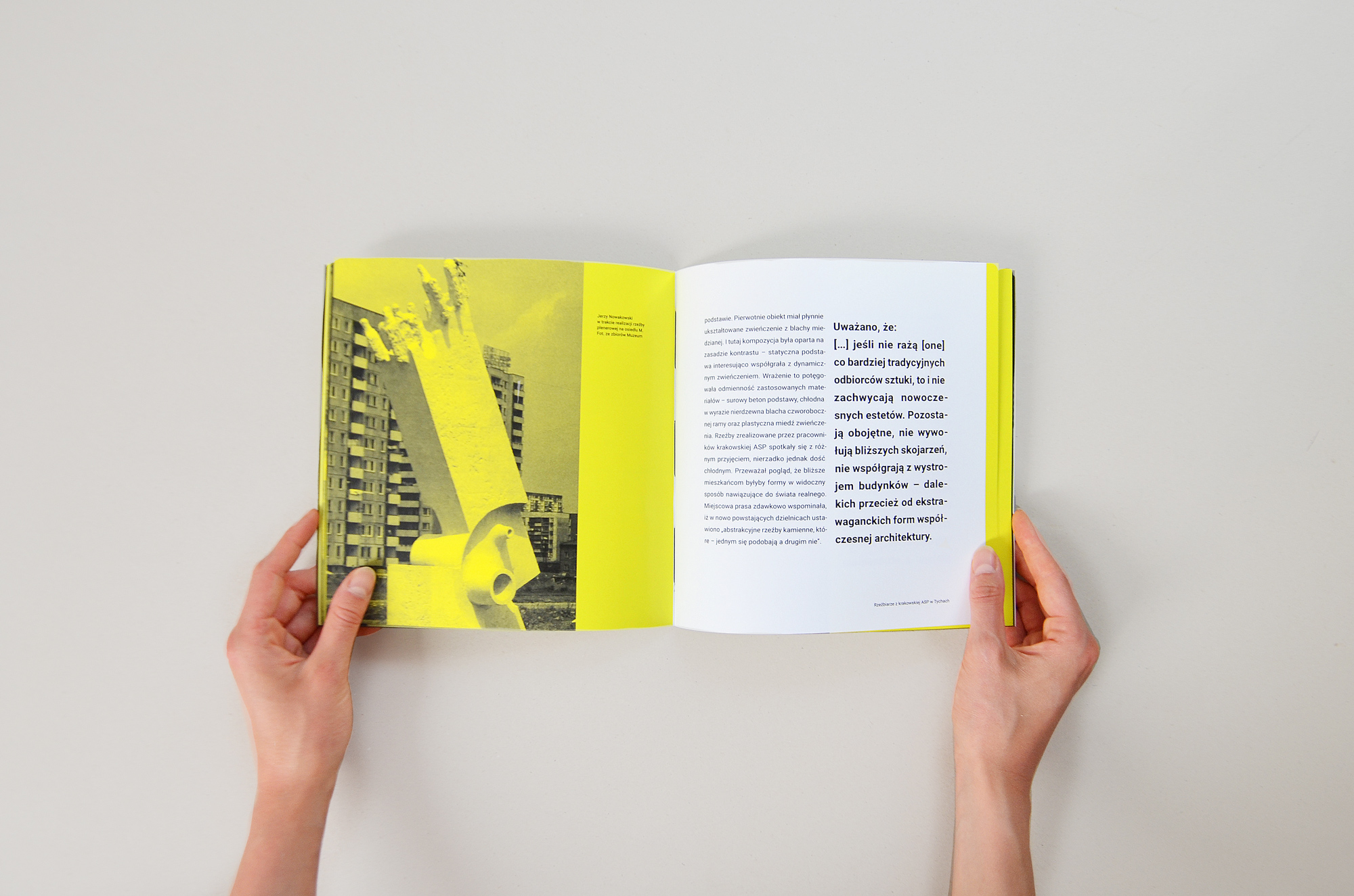 Publication design - contrast, typography, vivid colour. I played with contrast in typography and colors - black and vivid yellow.