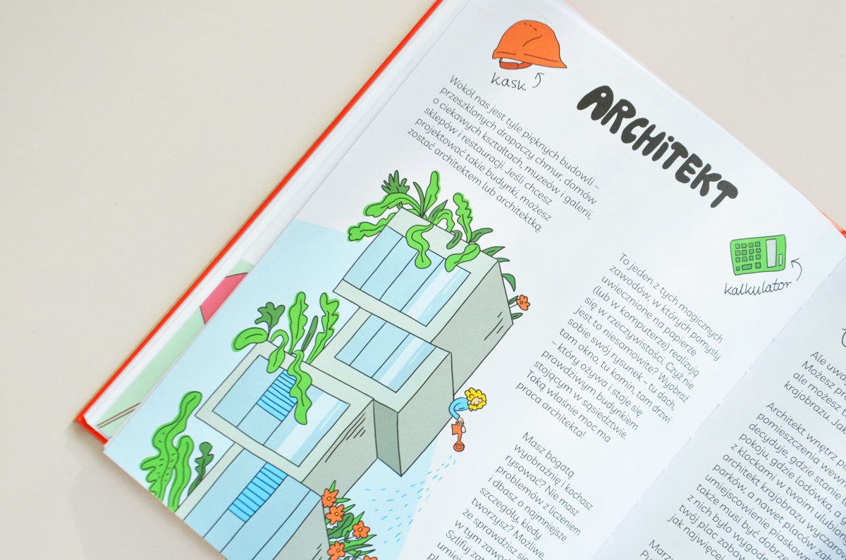 Książka "Zawody marzeń" - Klaudyna Maciąg, ilustracje Kinga Klisz, wydawnictwo Magiczne. Ilustracje książkowe dla dzieci