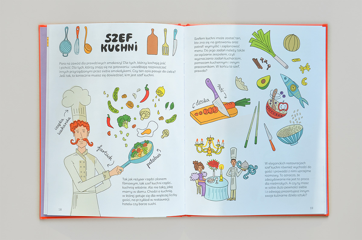 Zawody marzeń - Klaudyna Maciąg, ilustracje Kinga Klisz, wydawnictwo Magiczne. Ilustracja książkowa dla dzieci